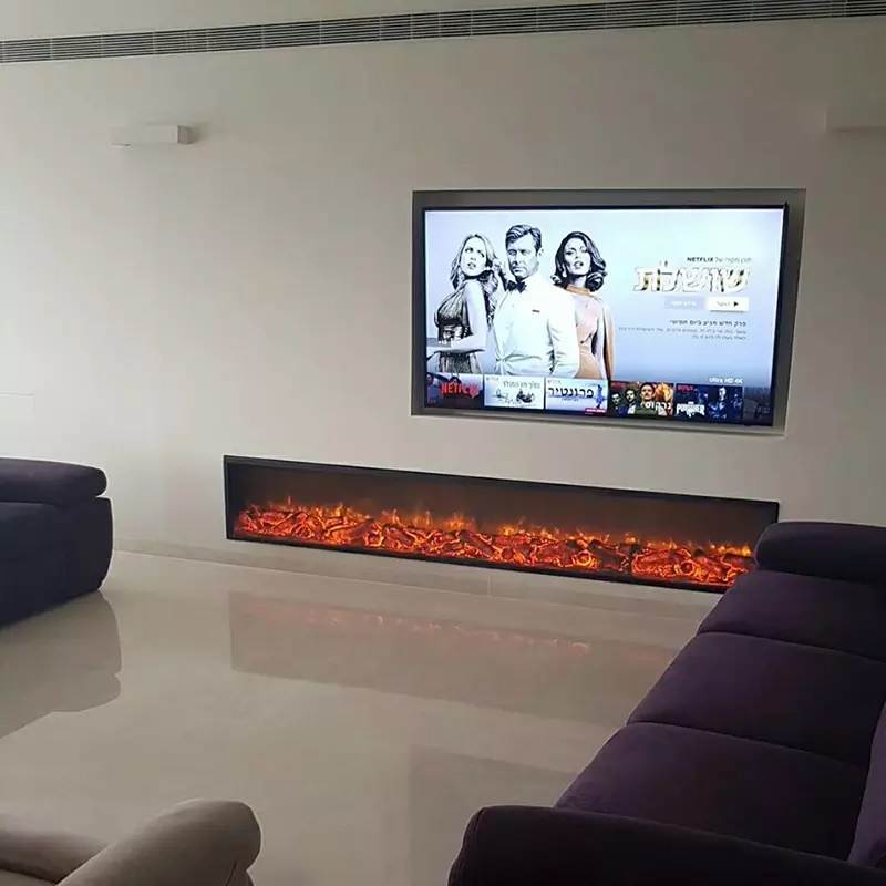 Custom Wall-Mounted Electric Fireplace with LED Flame Display