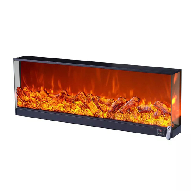 High Quality Custom Flame Color And Size Tempered Glass 3 Sided Electric Fireplace